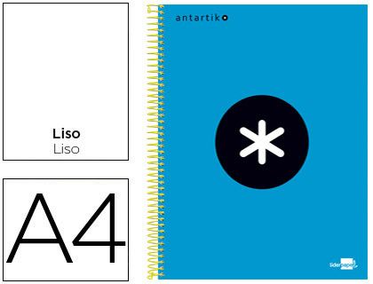 Cuaderno Espiral Liderpapel A4 Micro Antartik Tapa Forrada 120H 90 gr Liso con Bandas 4 Taladros Color Azul
