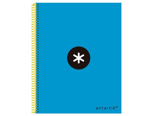 Cuaderno Espiral Liderpapel A4 Micro Antartik Tapa Forrada 120H 90 gr Liso con Bandas 4 Taladros Color Azul
