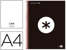 Cuaderno Espiral Liderpapel A4 Micro Antartik Tapa Forrada 120H 90 gr Liso con Bandas 4 Taladros Color Negro