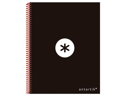 Cuaderno Espiral Liderpapel A4 Micro Antartik Tapa Forrada 120H 90 gr Liso con Bandas 4 Taladros Color Negro