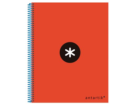 Cuaderno Espiral Liderpapel A4 Micro Antartik Tapa Forrada 120H 90 gr Liso con Bandas 4 Taladros Color Rojo