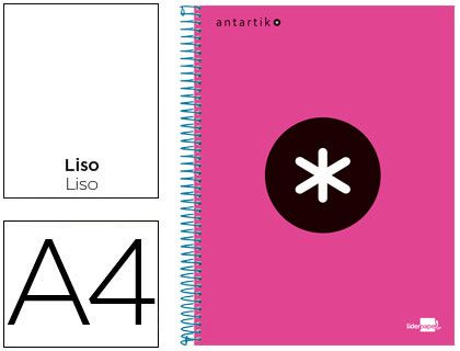 Cuaderno Espiral Liderpapel A4 Micro Antartik Tapa Forrada 120H 90 gr Liso con Bandas 4 Taladros Color Rosa Fluor