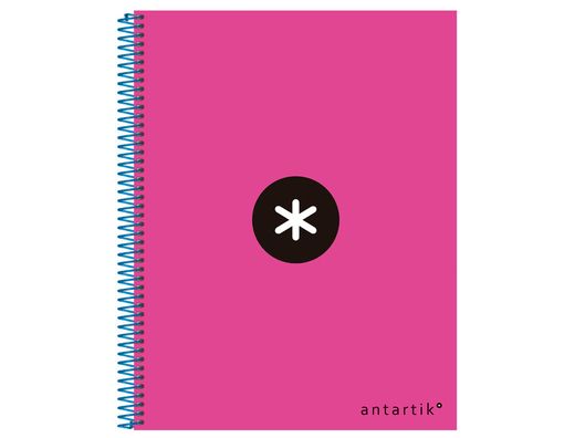 Cuaderno Espiral Liderpapel A4 Micro Antartik Tapa Forrada 120H 90 gr Liso con Bandas 4 Taladros Color Rosa Fluor