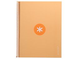 Cuaderno espiral liderpapel a4 micro antartik tapa forrada 80h 90 gr cuadro 5mm 1 banda 4 taladros amarillo cl