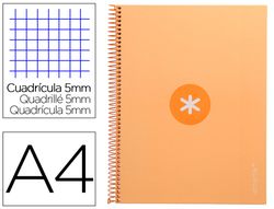 Cuaderno espiral liderpapel a4 micro antartik tapa forrada 80h 90 gr cuadro 5mm 1 banda 4 taladros amarillo cl