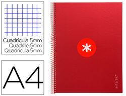 Cuaderno espiral liderpapel a4 micro antartik tapa forrada 80h 90 gr cuadro 5mm 1 banda 4 taladros frambuesa