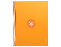 Cuaderno espiral liderpapel a4 micro antartik tapa forrada 80h 90 gr cuadro 5mm 1 banda 4 taladros mostaza