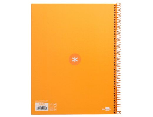 Cuaderno espiral liderpapel a4 micro antartik tapa forrada 80h 90 gr cuadro 5mm 1 banda 4 taladros mostaza