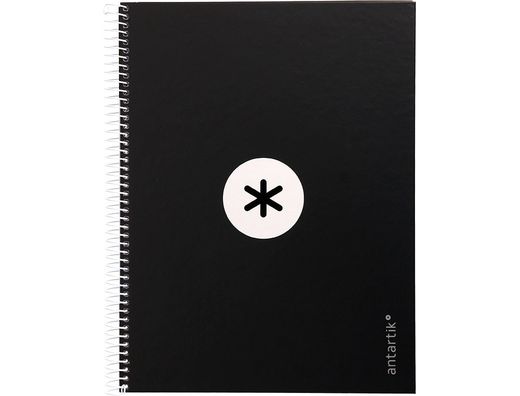 Cuaderno espiral liderpapel a4 micro antartik tapa forrada 80h 90 gr cuadro 5mm 1 banda 4 taladros negro