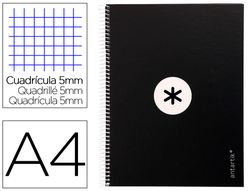 Cuaderno espiral liderpapel a4 micro antartik tapa forrada 80h 90 gr cuadro 5mm 1 banda 4 taladros negro