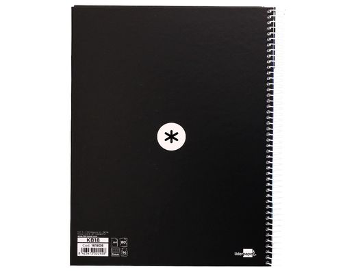 Cuaderno espiral liderpapel a4 micro antartik tapa forrada 80h 90 gr cuadro 5mm 1 banda 4 taladros negro