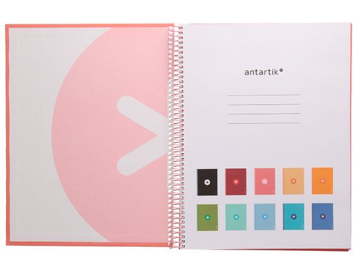 Cuaderno espiral liderpapel a4 micro antartik tapa forrada 80h 90 gr cuadro 5mm 1 banda 4 taladros rosa claro