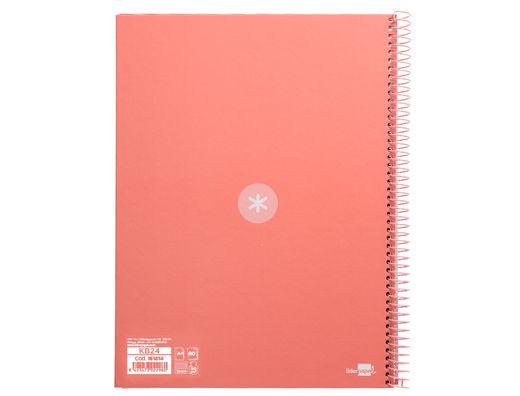 Cuaderno espiral liderpapel a4 micro antartik tapa forrada 80h 90 gr cuadro 5mm 1 banda 4 taladros rosa claro
