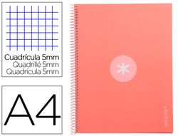 Cuaderno espiral liderpapel a4 micro antartik tapa forrada 80h 90 gr cuadro 5mm 1 banda 4 taladros rosa claro