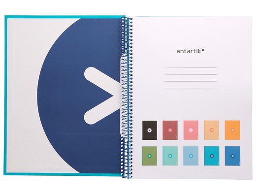 Cuaderno espiral liderpapel a4 micro antartik tapa forrada 80h 90 gr cuadro 5mm 1 banda 4 taladros turquesa