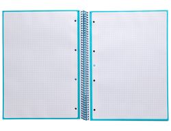 Cuaderno espiral liderpapel a4 micro antartik tapa forrada 80h 90 gr cuadro 5mm 1 banda 4 taladros turquesa