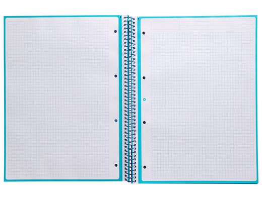 Cuaderno espiral liderpapel a4 micro antartik tapa forrada 80h 90 gr cuadro 5mm 1 banda 4 taladros turquesa