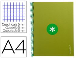 Cuaderno espiral liderpapel a4 micro antartik tapa forrada 80h 90 gr cuadro 5mm 1 banda 4 taladros verde