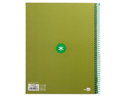 Cuaderno espiral liderpapel a4 micro antartik tapa forrada 80h 90 gr cuadro 5mm 1 banda 4 taladros verde