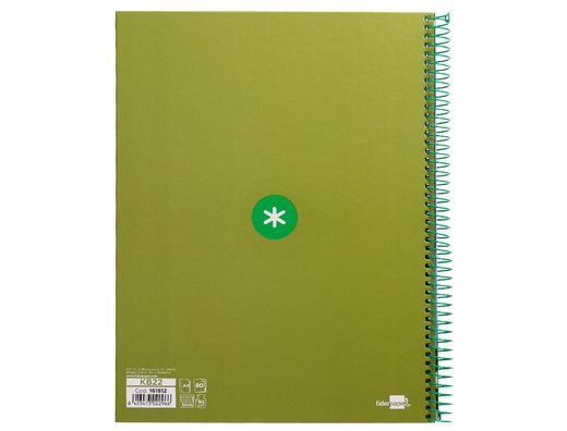 Cuaderno espiral liderpapel a4 micro antartik tapa forrada 80h 90 gr cuadro 5mm 1 banda 4 taladros verde