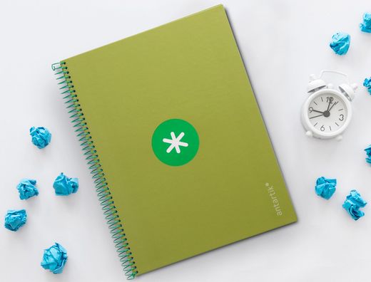 Cuaderno espiral liderpapel a4 micro antartik tapa forrada 80h 90 gr cuadro 5mm 1 banda 4 taladros verde