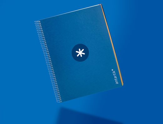 Cuaderno espiral liderpapel a4 micro antartik tapa forrada 120h 90 gr cuadro 5mm 5 banda4 taladros color azul marino