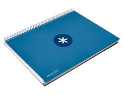 Cuaderno espiral liderpapel a4 micro antartik tapa forrada 120h 90 gr cuadro 5mm 5 banda4 taladros color azul marino