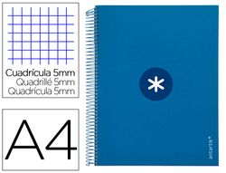 Cuaderno espiral liderpapel a4 micro antartik tapa forrada 120h 90 gr cuadro 5mm 5 banda4 taladros color azul marino