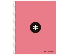 Cuaderno espiral liderpapel a4 micro antartik tapa forrada 120h 90 gr cuadro 5mm 5 banda4 taladros color coral