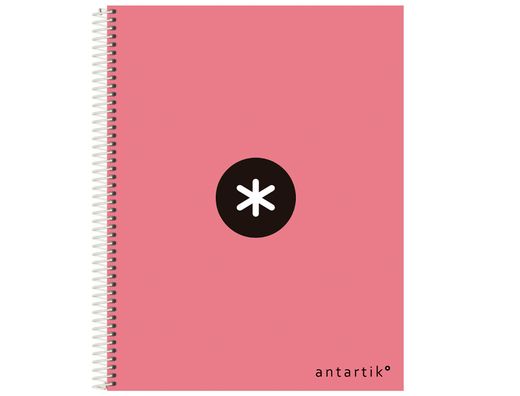 Cuaderno espiral liderpapel a4 micro antartik tapa forrada 120h 90 gr cuadro 5mm 5 banda4 taladros color coral