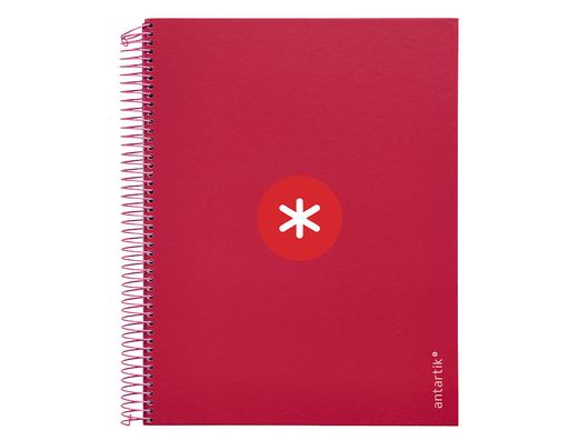 Cuaderno espiral liderpapel a4 micro antartik tapa forrada 120h 90 gr cuadro 5mm 5 banda4 taladros color frambuesa