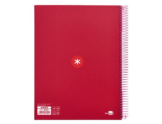 Cuaderno espiral liderpapel a4 micro antartik tapa forrada 120h 90 gr cuadro 5mm 5 banda4 taladros color frambuesa