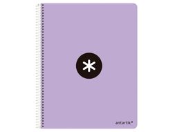 Cuaderno espiral liderpapel a4 micro antartik tapa forrada 120h 90 gr cuadro 5mm 5 banda4 taladros color lila lavanda