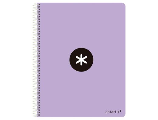 Cuaderno espiral liderpapel a4 micro antartik tapa forrada 120h 90 gr cuadro 5mm 5 banda4 taladros color lila lavanda
