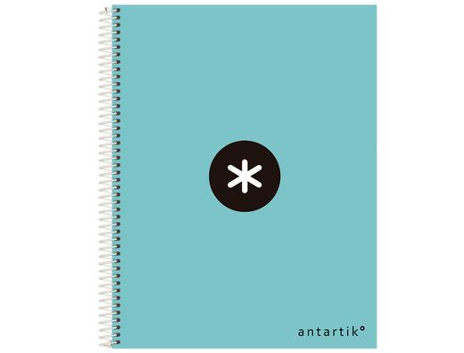 Cuaderno espiral liderpapel a4 micro antartik tapa forrada 120h 90 gr cuadro 5mm 5 banda4 taladros color menta