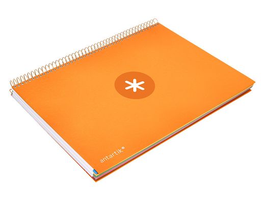 Cuaderno espiral liderpapel a4 micro antartik tapa forrada 120h 90 gr cuadro 5mm 5 banda4 taladros color mostaza