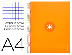 Cuaderno espiral liderpapel a4 micro antartik tapa forrada 120h 90 gr cuadro 5mm 5 banda4 taladros color mostaza