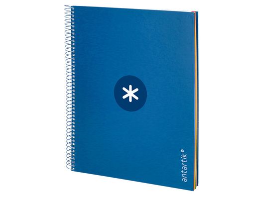 Cuaderno espiral liderpapel a4 micro antartik tapa forrada 120h 90 gr horizontal 5 banda4 taladros color azul oscuro