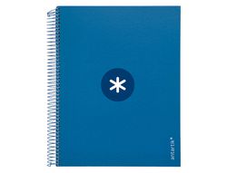 Cuaderno espiral liderpapel a4 micro antartik tapa forrada 120h 90 gr horizontal 5 banda4 taladros color azul oscuro