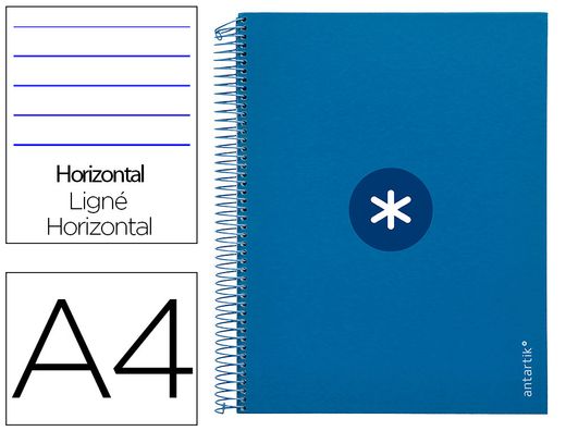 Cuaderno espiral liderpapel a4 micro antartik tapa forrada 120h 90 gr horizontal 5 banda4 taladros color azul oscuro