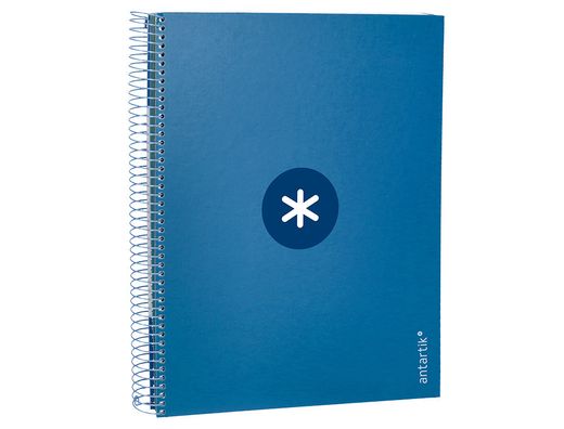 Cuaderno espiral liderpapel a4 micro antartik tapa forrada 120h 90 gr horizontal 5 banda4 taladros color azul oscuro