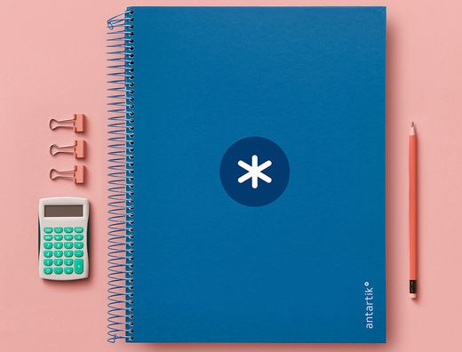 Cuaderno espiral liderpapel a4 micro antartik tapa forrada 120h 90 gr horizontal 5 banda4 taladros color azul oscuro