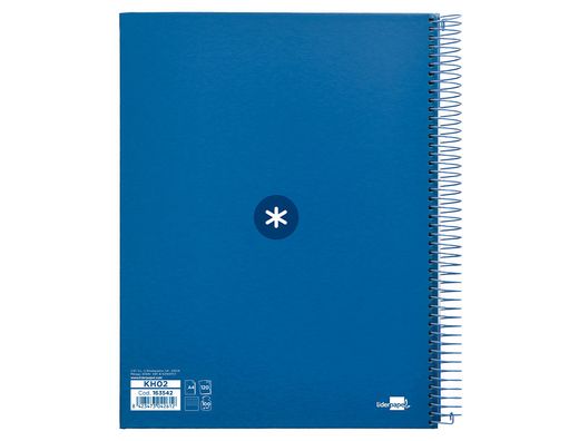 Cuaderno espiral liderpapel a4 micro antartik tapa forrada 120h 90 gr horizontal 5 banda4 taladros color azul oscuro