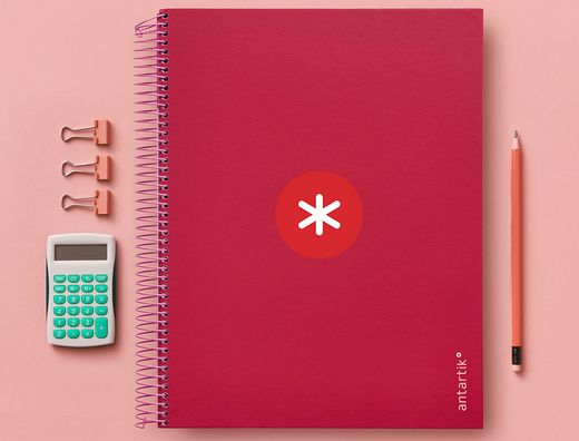 Cuaderno espiral liderpapel a4 micro antartik tapa forrada 120h 90 gr horizontal 5 banda4 taladros color frambuesa