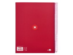 Cuaderno espiral liderpapel a4 micro antartik tapa forrada 120h 90 gr horizontal 5 banda4 taladros color frambuesa