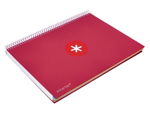Cuaderno espiral liderpapel a4 micro antartik tapa forrada 120h 90 gr horizontal 5 banda4 taladros color frambuesa