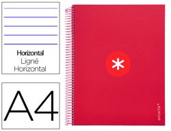 Cuaderno espiral liderpapel a4 micro antartik tapa forrada 120h 90 gr horizontal 5 banda4 taladros color frambuesa