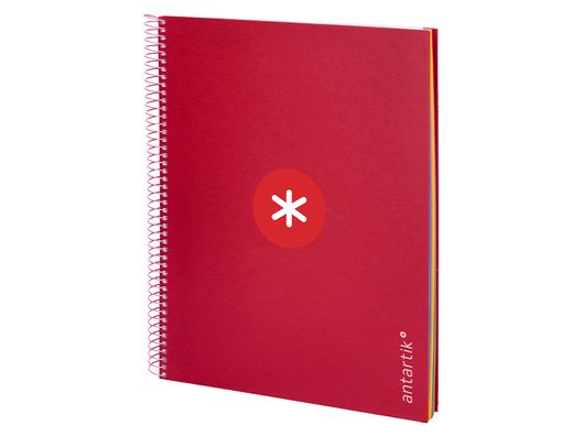Cuaderno espiral liderpapel a4 micro antartik tapa forrada 120h 90 gr horizontal 5 banda4 taladros color frambuesa