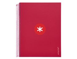 Cuaderno espiral liderpapel a4 micro antartik tapa forrada 120h 90 gr horizontal 5 banda4 taladros color frambuesa