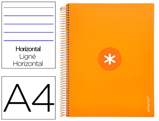 Cuaderno espiral liderpapel a4 micro antartik tapa forrada 120h 90 gr horizontal 5 banda4 taladros color mostaza